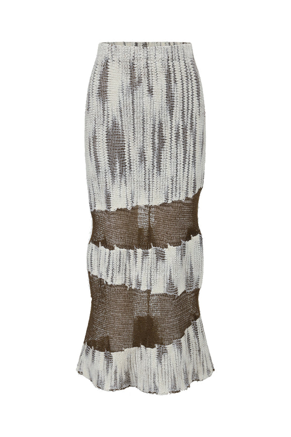 SWAYING 25 Fall/Winter Irregular Diagonal Stripe Cutout Maxi Skirt/A-Line Skirt SW-SW25AW3B07C2S2-ZONG Brown